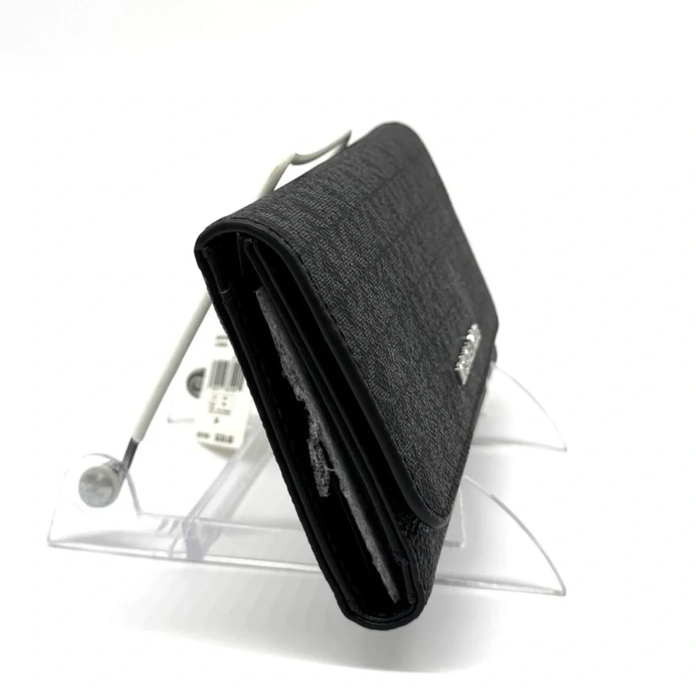 Michael Kors Large Trifold Wallet Black Signature